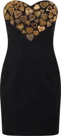 Moschino Zwarte aansluitende jurk met hartdessin - Dames - Feestkleedjes - Zwart - S - Kleedjes