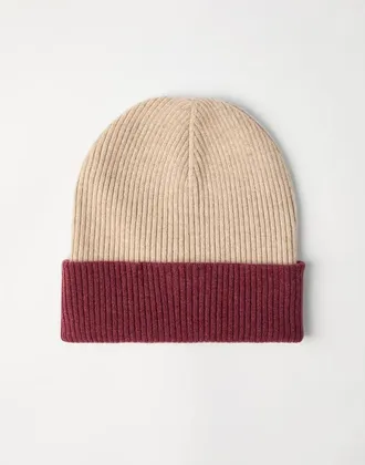 Brunello Cucinelli MenS Medium Brown Wool Ribbed Beanie Hat, Size M