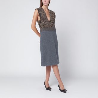 Prada Abito smanicato grigio in lana e cashmere