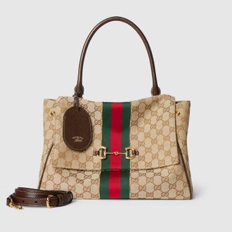 Gucci Paparazzo Medium Top Handle Bag, Beige, GG Canvas