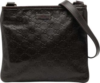 Gucci Pre-owned Leren Crossbody Tas - Dames - Vintage Schoudertas - Bruin - ONE Size - Leer - Vintage