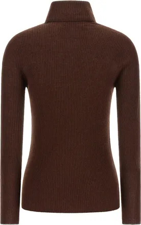 Fabiana Filippi Ribbed Virgin Wool Cashmere Turtleneck Sweater - Brown