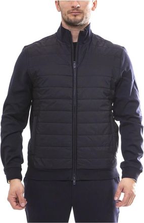 Fay Gewatteerde Rits Sweater - Heren - Winterjassen - Blauw - M - Katoen - Jassen