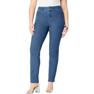 Roaman's Plus Size High-Rise Tummy Control Straight-Leg Jeans in Medium Wash at Nordstrom, Size 28