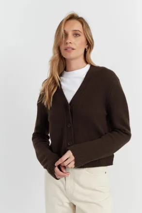 Chinti and Parker Chocolate Pure Cashmere Cardigan