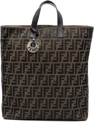 Fendi Pre-owned Tote Bags, female, Brown, Size: ONE SIZE Pre-owned Canvas Tote Bag