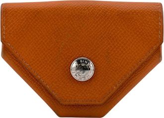Herm&egrave;s Orange Leather Coin Purse/Coin Case (Pre-Owned)