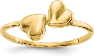 Diamond2Deal 14k Yellow Gold Polished Hearts Ring