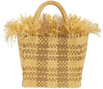 Pamela Munson Mini Check Mate Raffia Handbag in Gold at Nordstrom