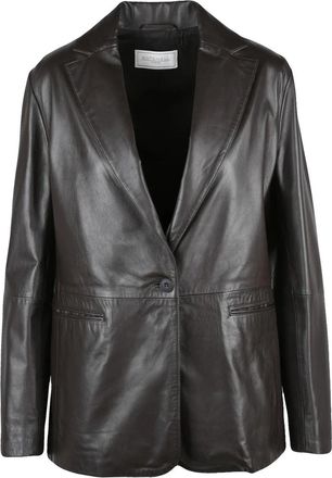 Antonelli Brown Leather Jacket With Tailored Fit And Classic Lapel