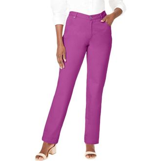 Jessica London Classic Cotton Denim Straight-Leg Jean in Deep Orchid at Nordstrom, Size 18 Tall
