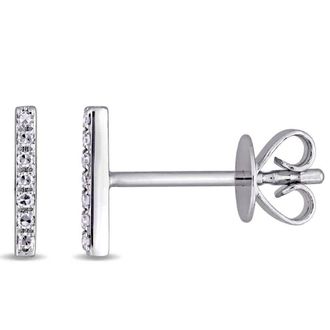 Amour Diamond Bar Earrings In 14K White Gold