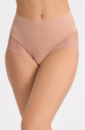 Spanx SPANXsmooth Undie-tectable Lace Hi-Hipster Panties in Cinnamon at Nordstrom, Size X-Small