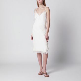 R&oacute;he White silk and lace slip dress