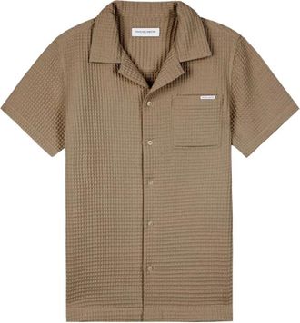 Maison Labiche Overhemden, Heren, Bruin, M, Katoen, Germain Waffle Shirt