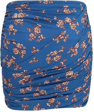 Magda Butrym Floral-Print Draped Mini Skirt - Blue