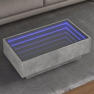 vidaXL Vidaxl - Mesa De Centro Y Led Madera Ingenier&iacute;a Gris Hormig&oacute;n 90x50x30cm