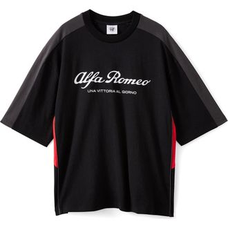 Cotton On Mens Cropped Fit Alfa Romeo T-Shirt in Lcn Alf Washed Black Panel at Nordstrom, Size X-Large