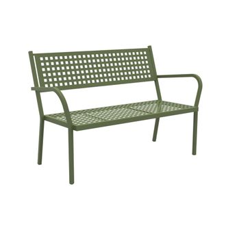 MondoViro Banco de jard&iacute;n apilable de metal verde 125x60 cm 77h