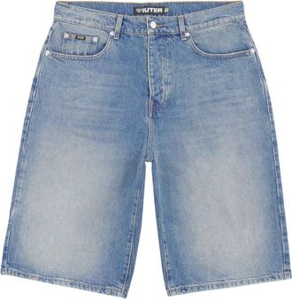 Iuter Wijde Pijp Denim Shorts - Medium Blauw - Heren - Denim shorts - Blauw - W30 - Denim - Korte Broeken