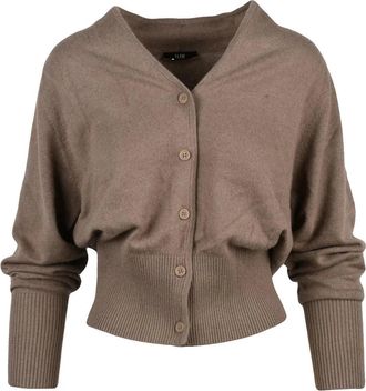Eleh Biscuit V-Neck Button-Down Cropped Cardigan