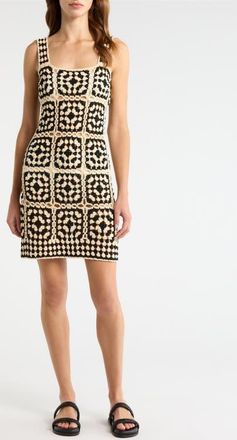 Elan Crochet Cover-Up Dress in Black White Combo at Nordstrom, Size X-Small