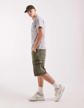 Levi's 478 - Pantaloncini di jeans cargo ampi kaki-Verde