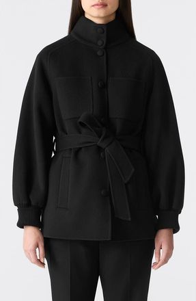 Mackage Shania Double Face Belted Wool Jacket in Black at Nordstrom, Size X-Large