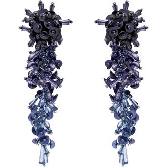 Oscar De La Renta Bouquet Cascade Clip-On Earrings in Navy at Nordstrom