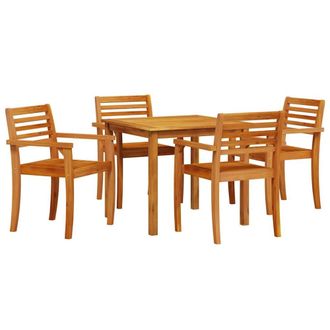 Berkfield Home 5 Piece Garden Dining Set Made of Solid Acacia Wood in Brown