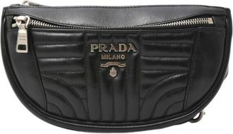 Prada Black Leather Fanny Pack Sling Bag (Pre-Owned)