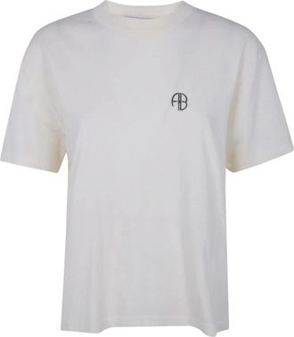 Anine Bing Jaylin Tee Monogram - Dames - T-shirts - Wit - L - Katoen - Tops
