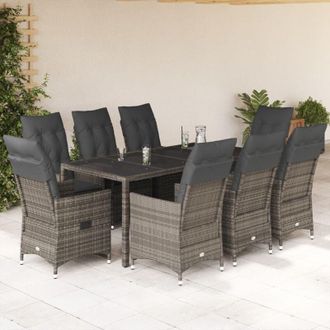 vidaXL Juego De Comedor De Jard&iacute;n 17 Pzas Con Cojines Textileno Negro Vidaxl