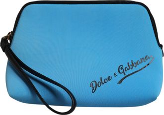 Dolce & Gabbana Blue DG Logo Print Clutch Zip Borse Pouch Womens Bag (Pre-Owned)