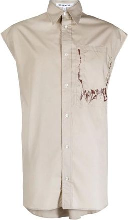 Jordan Luca Shirts, female, Beige, S, Skull Graphic Cotton Shirt