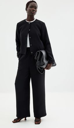 Contemporaine Womens Elastic waistband textured crepe pant Fit: Wide leg, super high rise