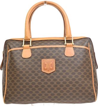 Celine Boston Triomphe Xl Coated Canvas Brown Canvas Handbag (Pre-Owned)
