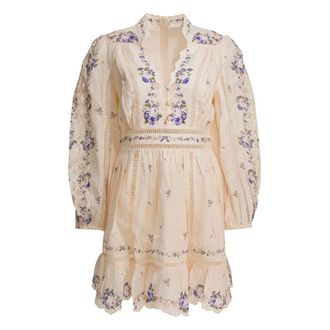 Zimmermann Short Dresses, female, Beige, Size: M Patience Mini Dress
