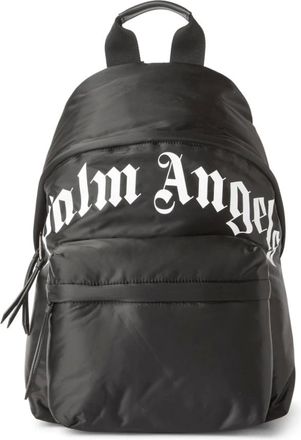 Palm Angels Tassen, Heren, Zwart, ONE Size, Gebogen Logo Rugzak