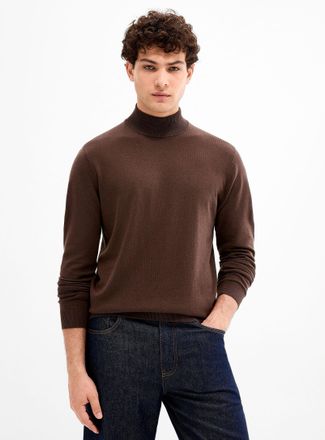 Le 31 Mens TENCEL TM modal and organic cotton mock-neck sweater