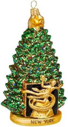 The Whitehurst Company Rockefeller Christmas Tree Glass Ornament in Gold Multi at Nordstrom
