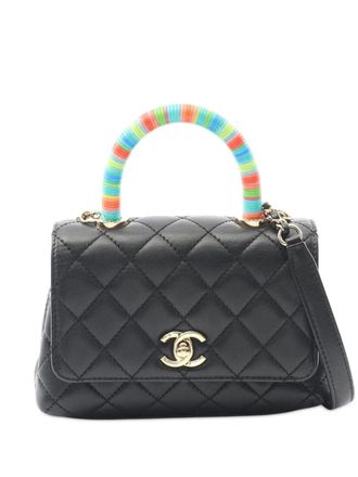 Chanel 2021 Extra Mini Lambskin Rainbow Top Handle Bag handbag - Zwart