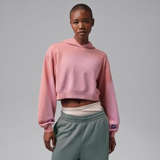 Nike Jordan Womens Jordan Flight Fleece Mid Layer Cropped Hoodie in Pink | IV5330-685