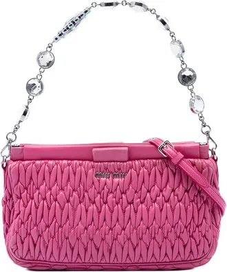 Miu Miu Pre-owned Miu Miu Matelasse Nappa Frame Crystal Chain Satchel Ladies XRGCKB7E9O97ACID