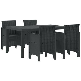 Berkfield Home 5 Piece Garden Dining Set Anthracite Poly Rattan in Dark Grey