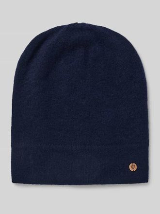 Fraas Kaschmirmütze mit Label-Applikation in Dunkelblau, Größe 1