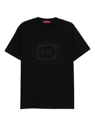 Gucci logo-print T-shirt - men - Cotton - M - Black