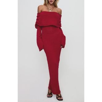 Princess Polly Aleyah Off the Shoulder Long Sleeve Sweater Dress in Burgundy at Nordstrom, Size Small