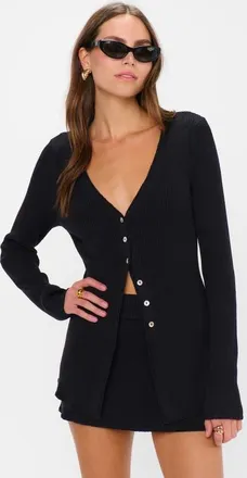 Show me your Mumu Josie Mini Skort in Black Rib Knit at Nordstrom, Size Medium