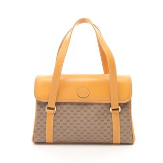 Gucci Brown Coated Canvas Leather Handbag Tote Bag (Pre-Owned)